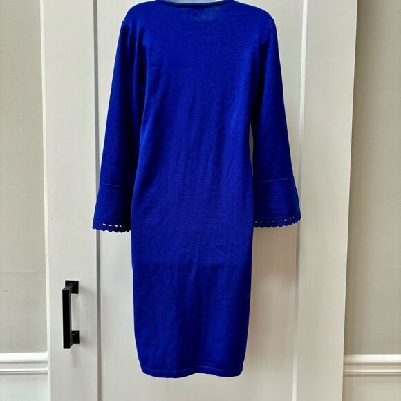 DKNY lightweight blue sweater dress bell sleeves woman’s size M - Picture 4 of 6